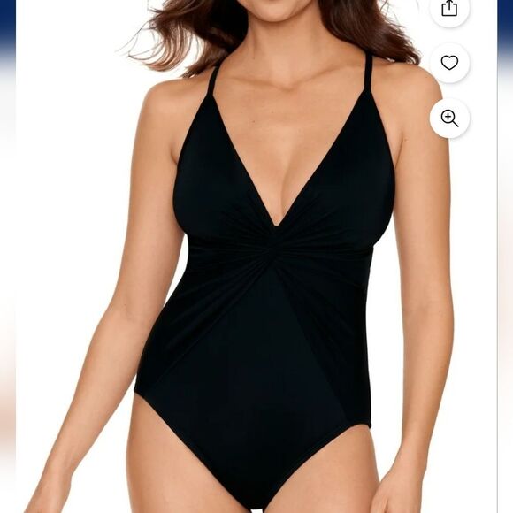 Time and Tru Women’s Small Black Twist Knot One Piece Swimsuit - New - Picture 1 of 3